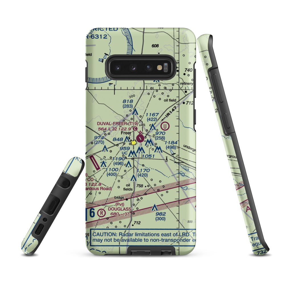 Duval Freer Airport (T19) VFR Sectional Samsung Phone Case Samsung Galaxy S10e model shown