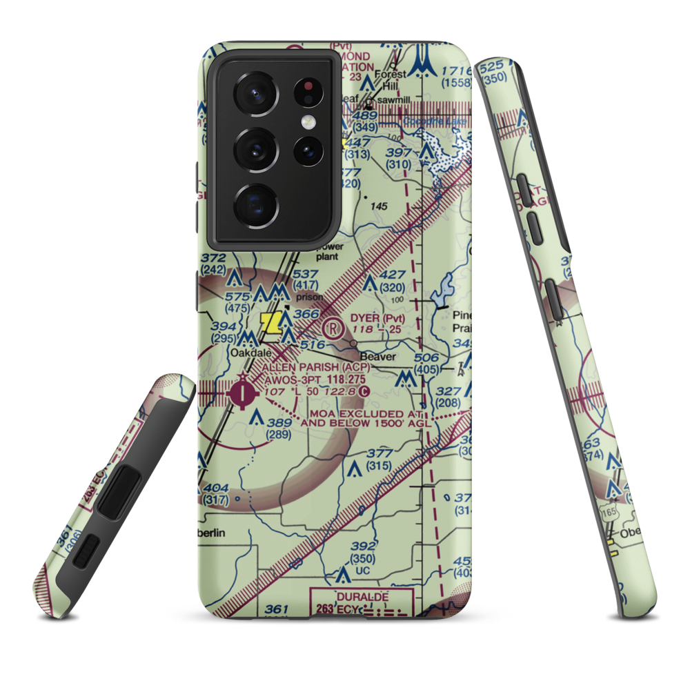 Dyer Airport (6LA4) VFR Sectional Samsung Phone Case Samsung Galaxy S21 Plus model shown