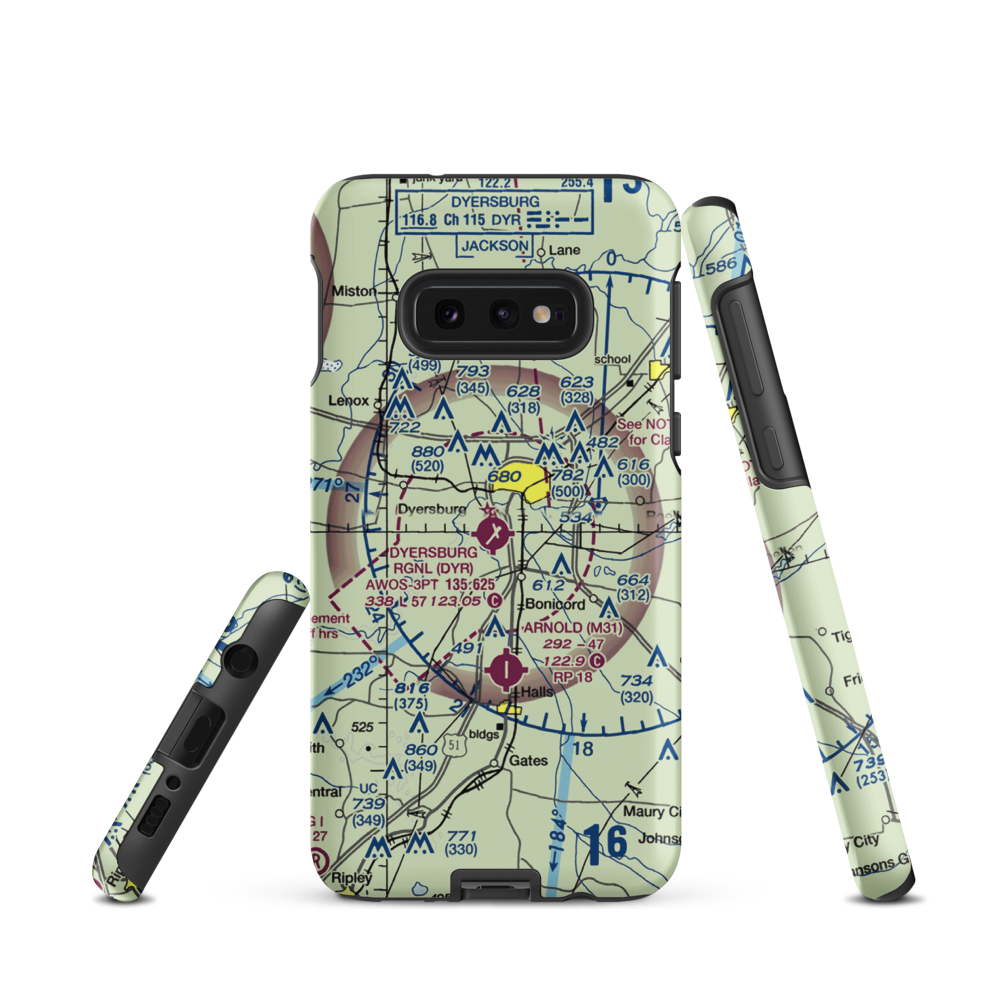 Dyersburg Regional Airport (DYR) VFR Sectional Samsung Phone Case Samsung Galaxy S10e model shown