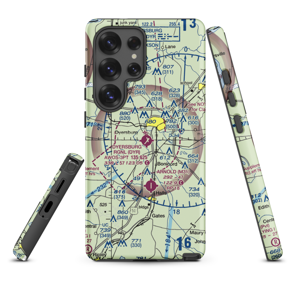 Dyersburg Regional Airport (DYR) VFR Sectional Samsung Phone Case Samsung Galaxy S25 Ultra model shown