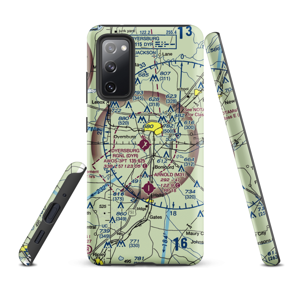 Dyersburg Regional Airport (DYR) VFR Sectional Samsung Phone Case Samsung Galaxy S20 FE model shown