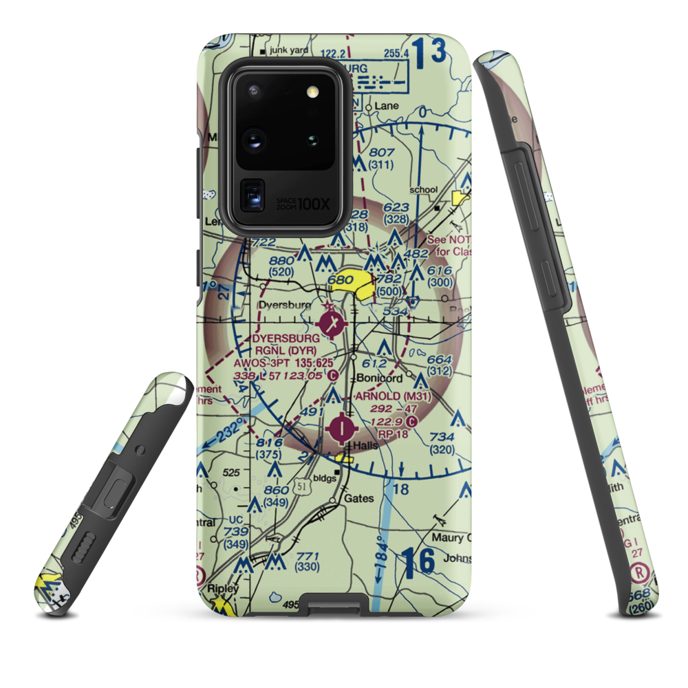 Dyersburg Regional Airport (DYR) VFR Sectional Samsung Phone Case Samsung Galaxy S20 Ultra model shown