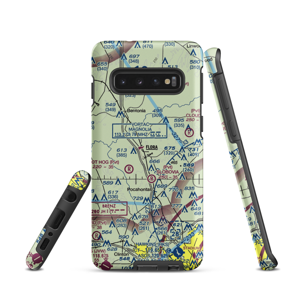 E E Lane Airport (3MS6) VFR Sectional Samsung Phone Case Samsung Galaxy S10 model shown