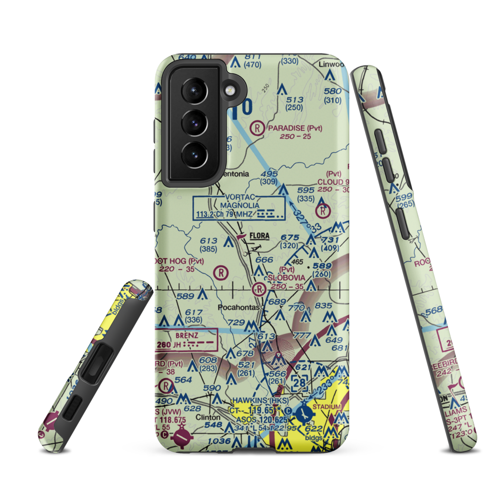 E E Lane Airport (3MS6) VFR Sectional Samsung Phone Case Samsung Galaxy S21 FE model shown