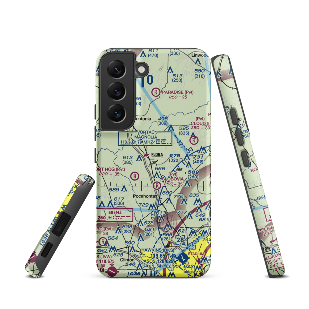 E E Lane Airport (3MS6) VFR Sectional Samsung Phone Case Samsung Galaxy S22 model shown