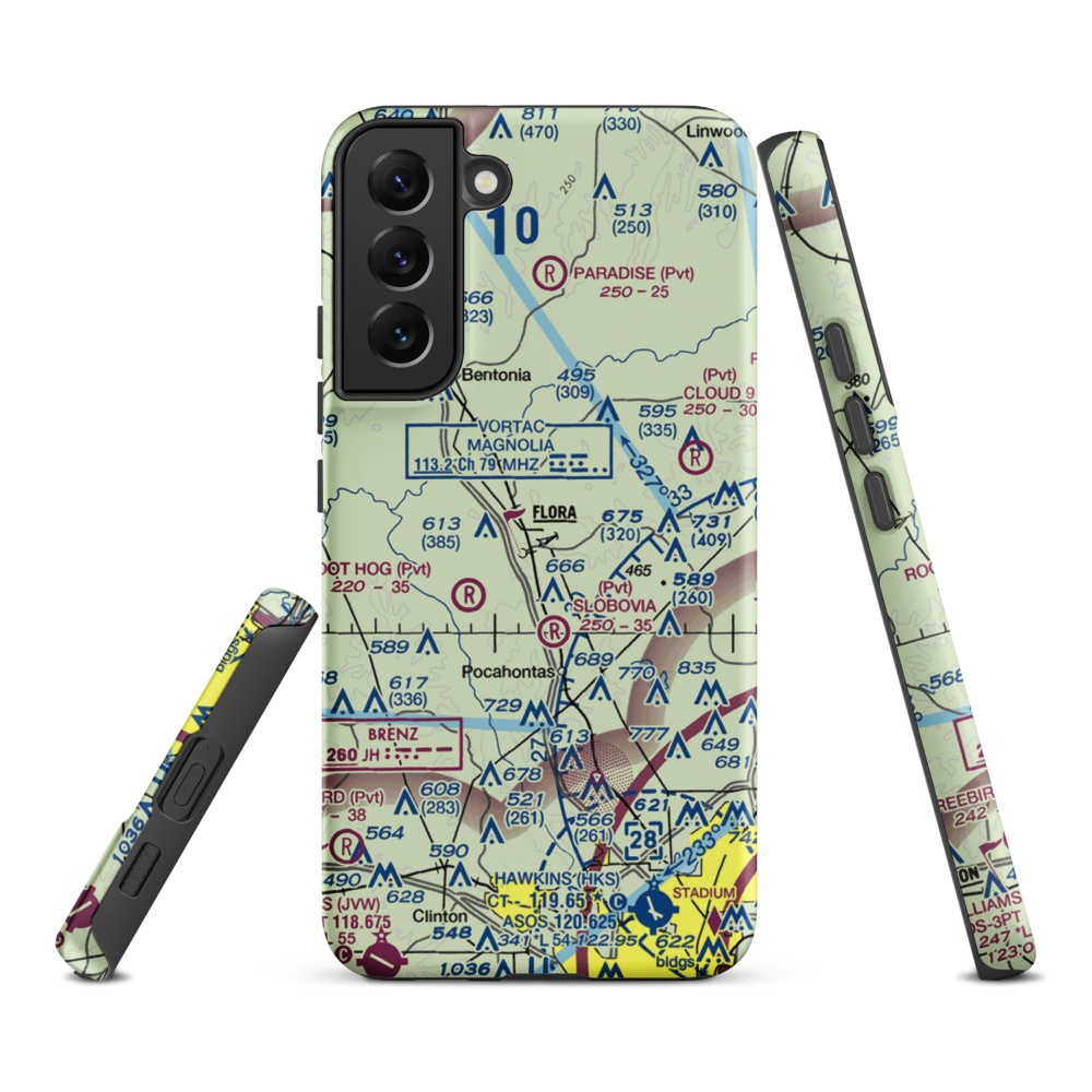 E E Lane Airport (3MS6) VFR Sectional Samsung Phone Case Samsung Galaxy S22 Plus model shown