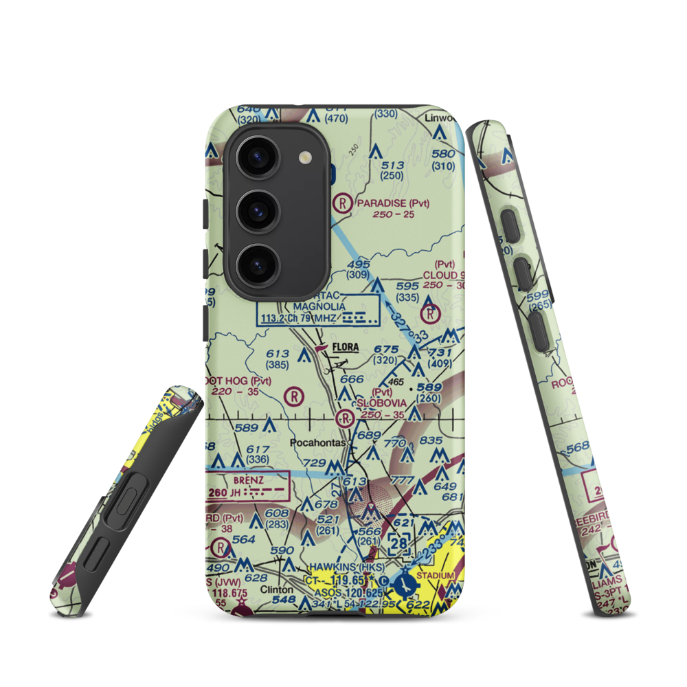E E Lane Airport (3MS6) VFR Sectional Samsung Phone Case Samsung Galaxy S23 model shown