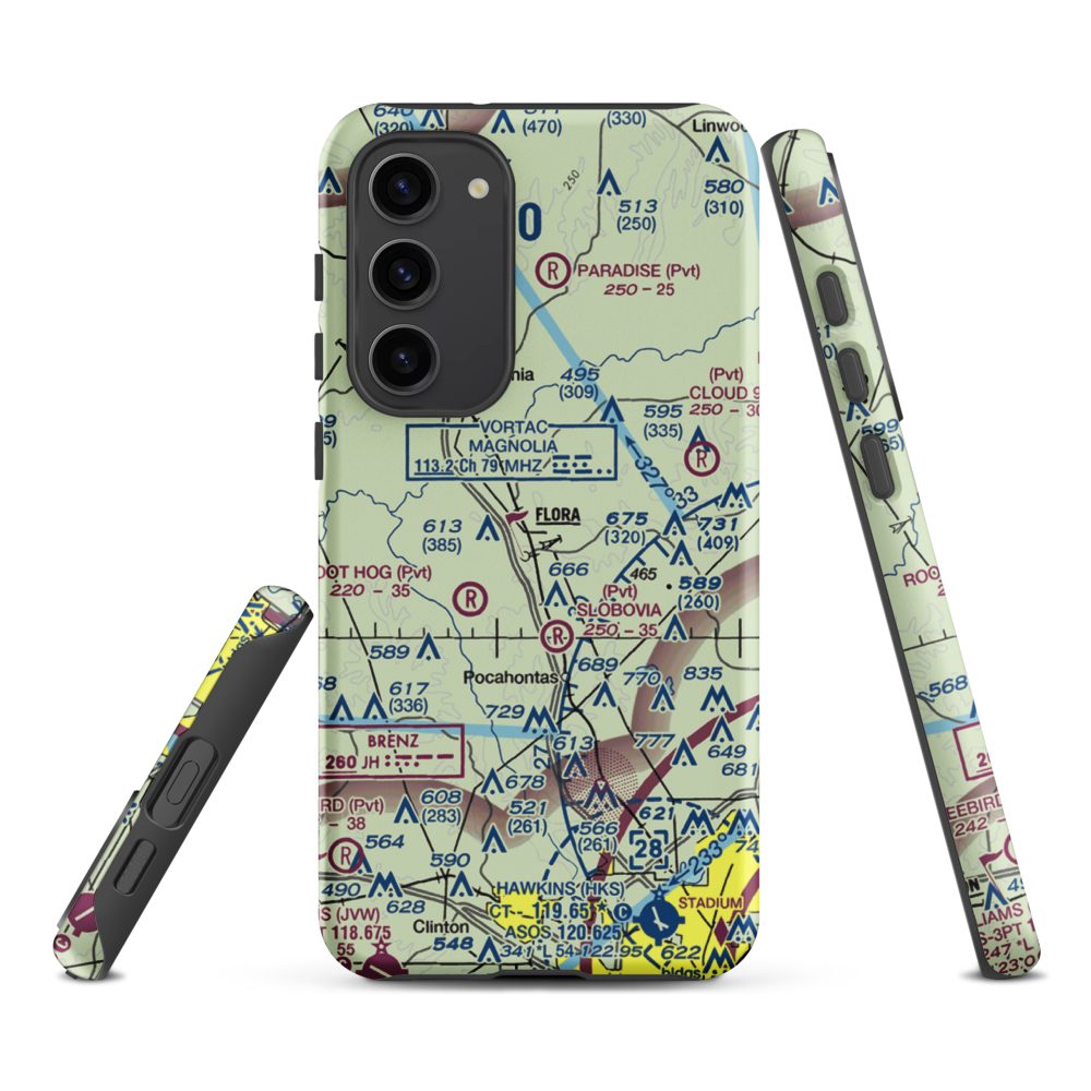 E E Lane Airport (3MS6) VFR Sectional Samsung Phone Case Samsung Galaxy S23 Plus model shown