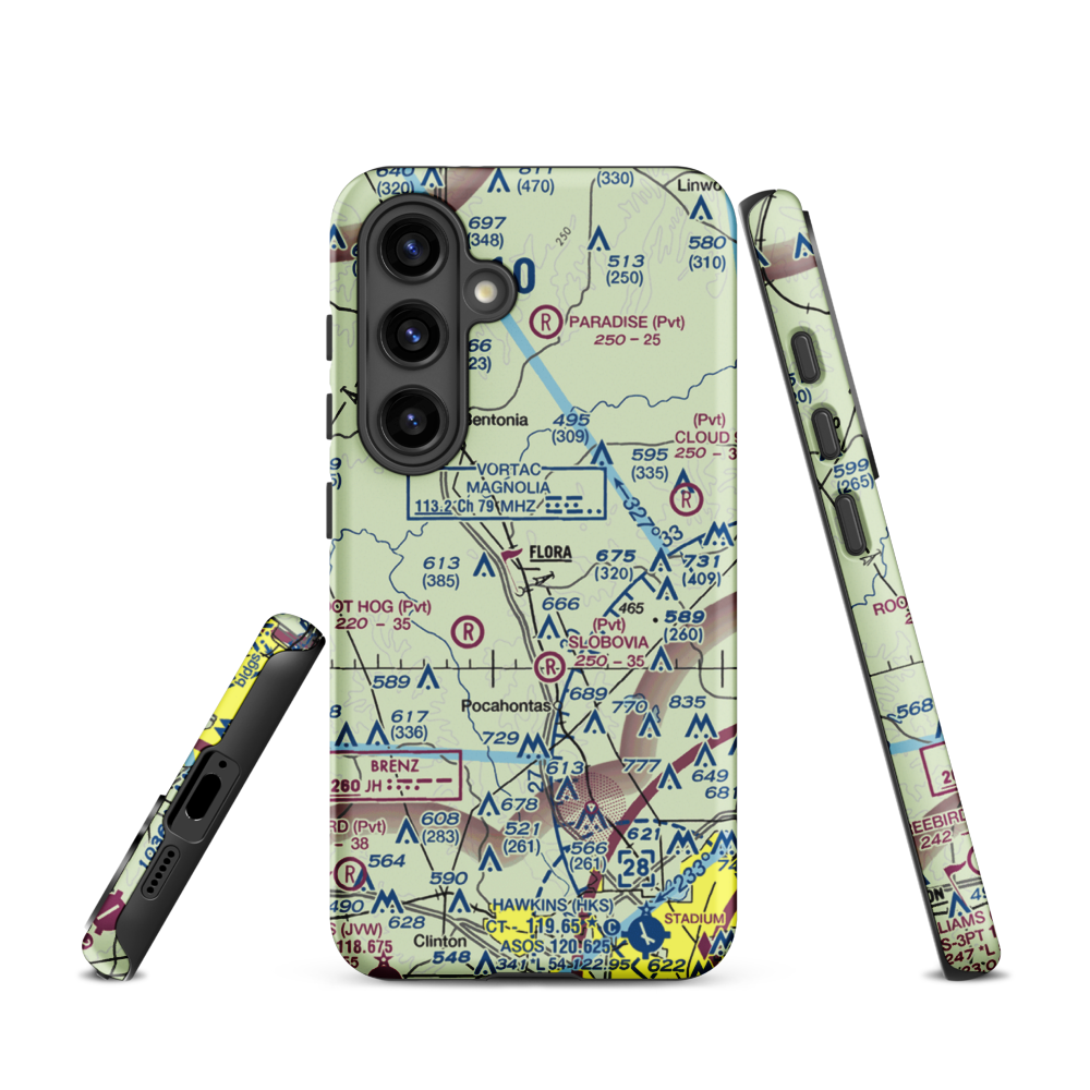 E E Lane Airport (3MS6) VFR Sectional Samsung Phone Case Samsung Galaxy S24 model shown