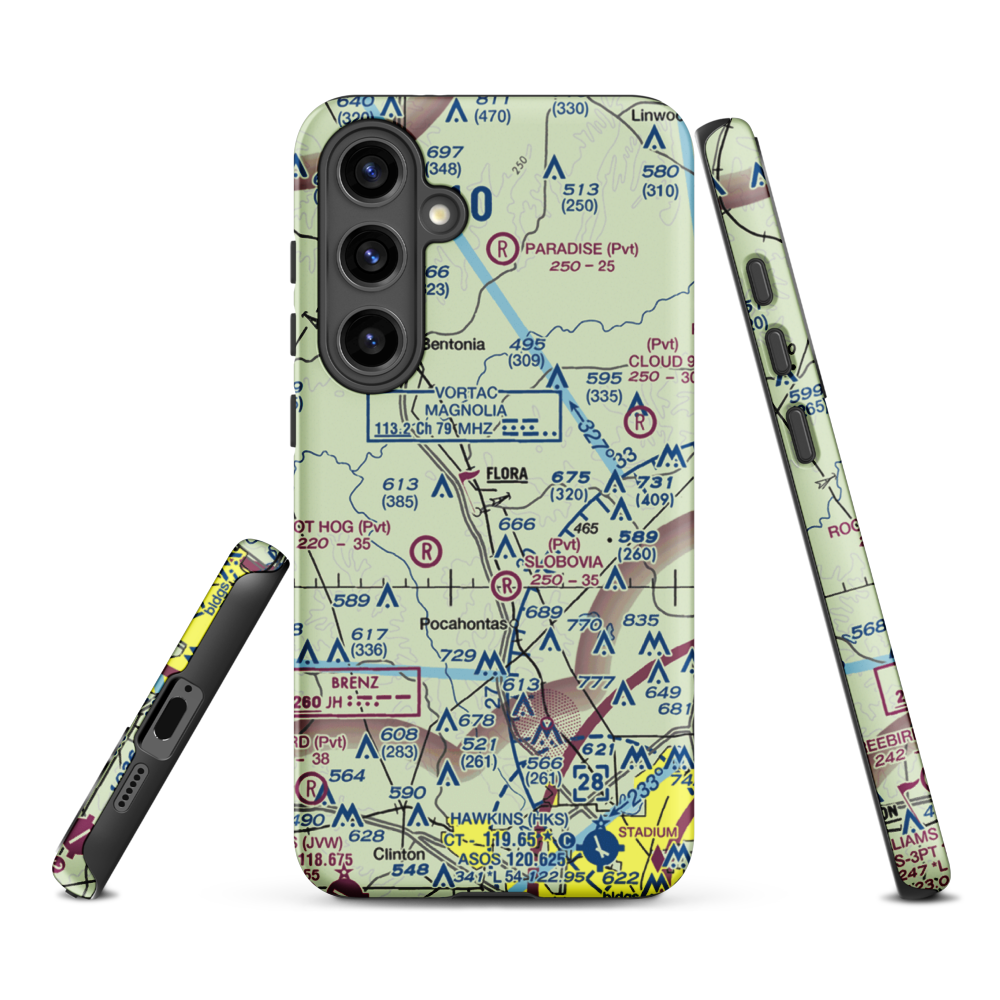 E E Lane Airport (3MS6) VFR Sectional Samsung Phone Case Samsung Galaxy S24 Plus model shown
