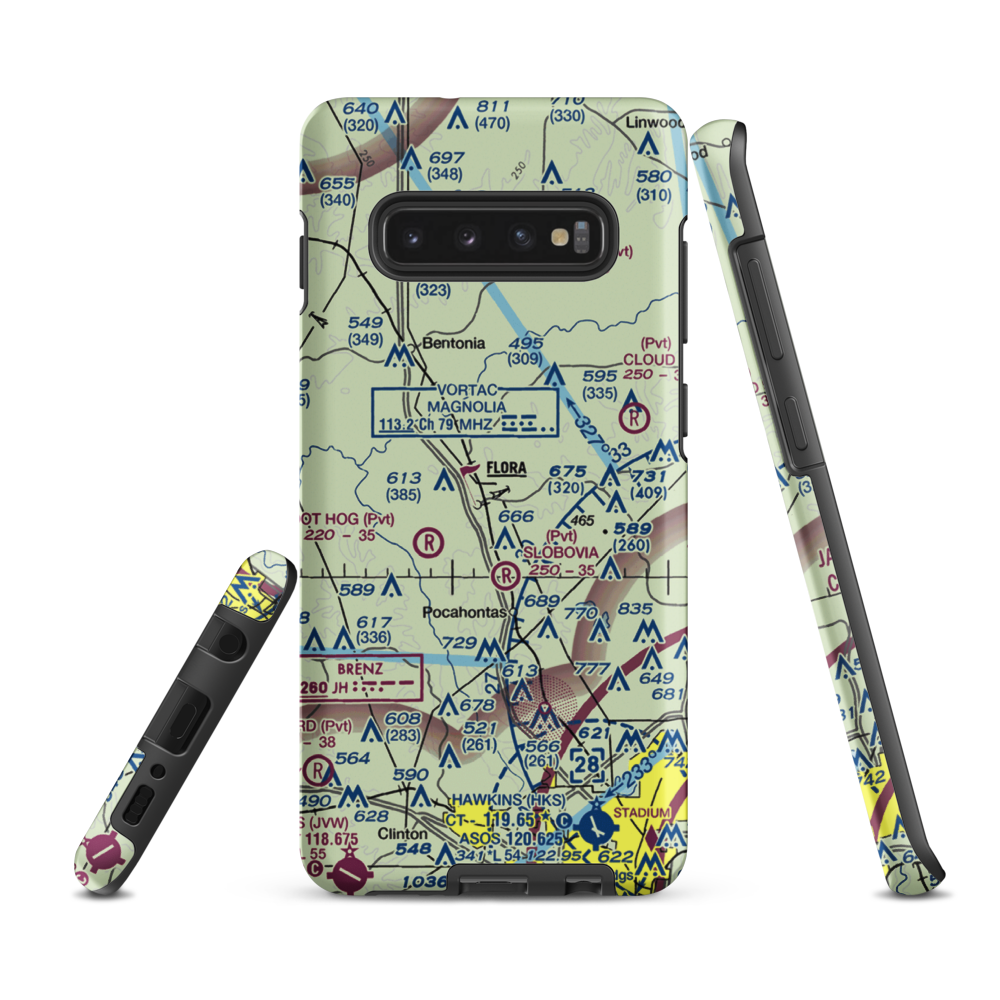 E E Lane Airport (3MS6) VFR Sectional Samsung Phone Case Samsung Galaxy S10 Plus model shown