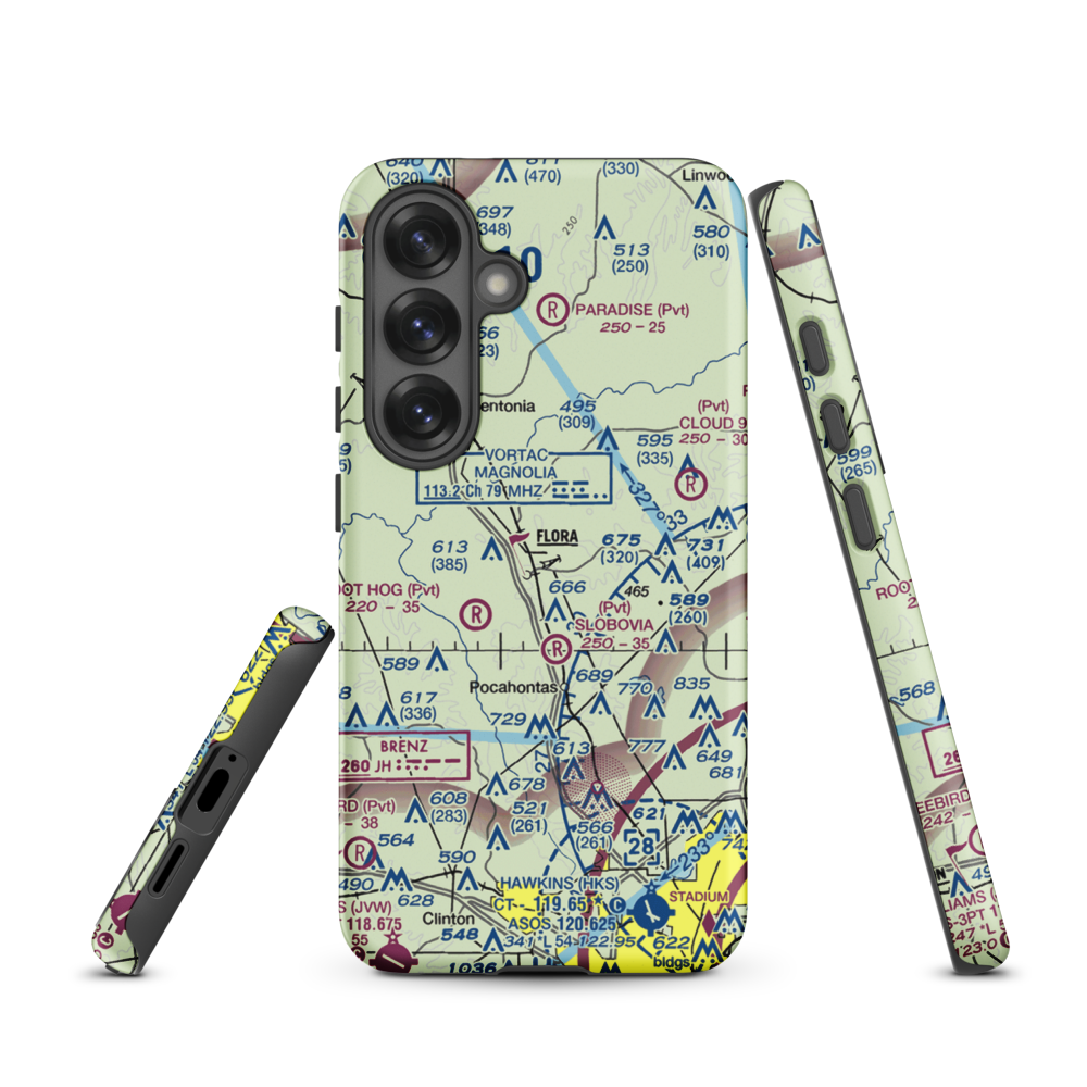 E E Lane Airport (3MS6) VFR Sectional Samsung Phone Case Samsung Galaxy S25 model shown