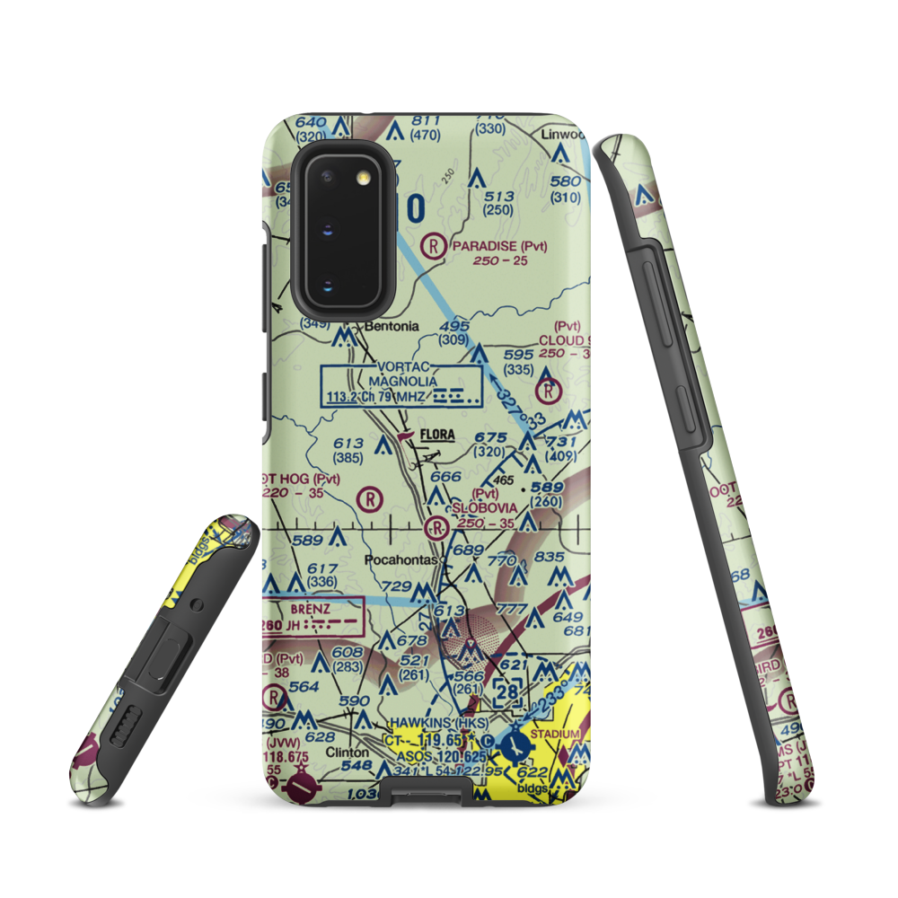 E E Lane Airport (3MS6) VFR Sectional Samsung Phone Case Samsung Galaxy S20 model shown