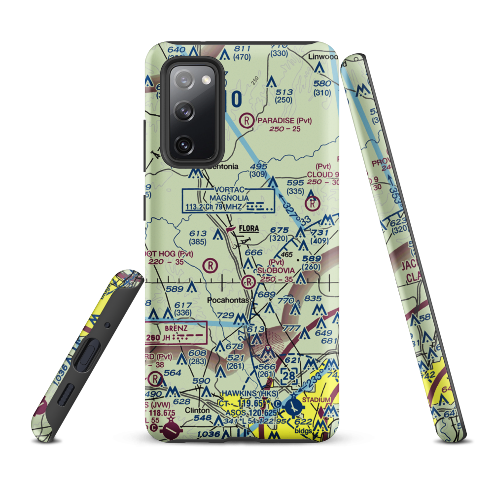 E E Lane Airport (3MS6) VFR Sectional Samsung Phone Case Samsung Galaxy S20 FE model shown