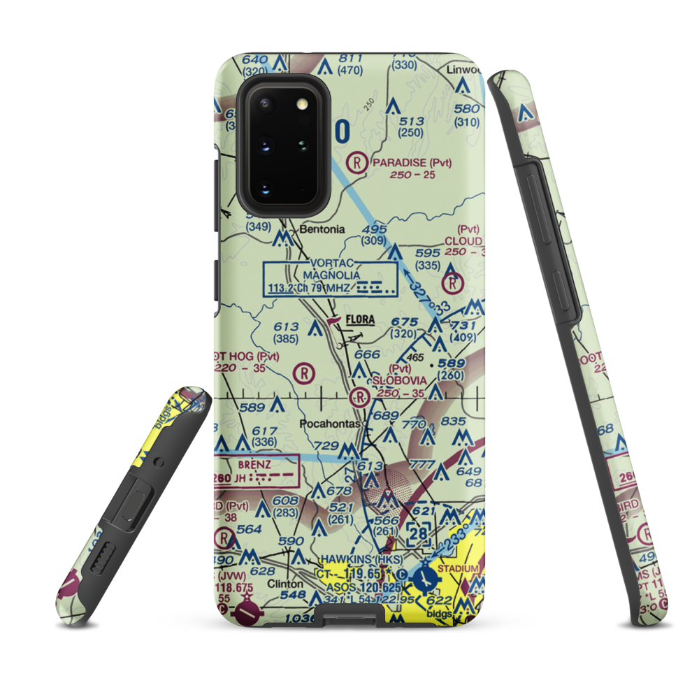 E E Lane Airport (3MS6) VFR Sectional Samsung Phone Case Samsung Galaxy S20 Plus model shown