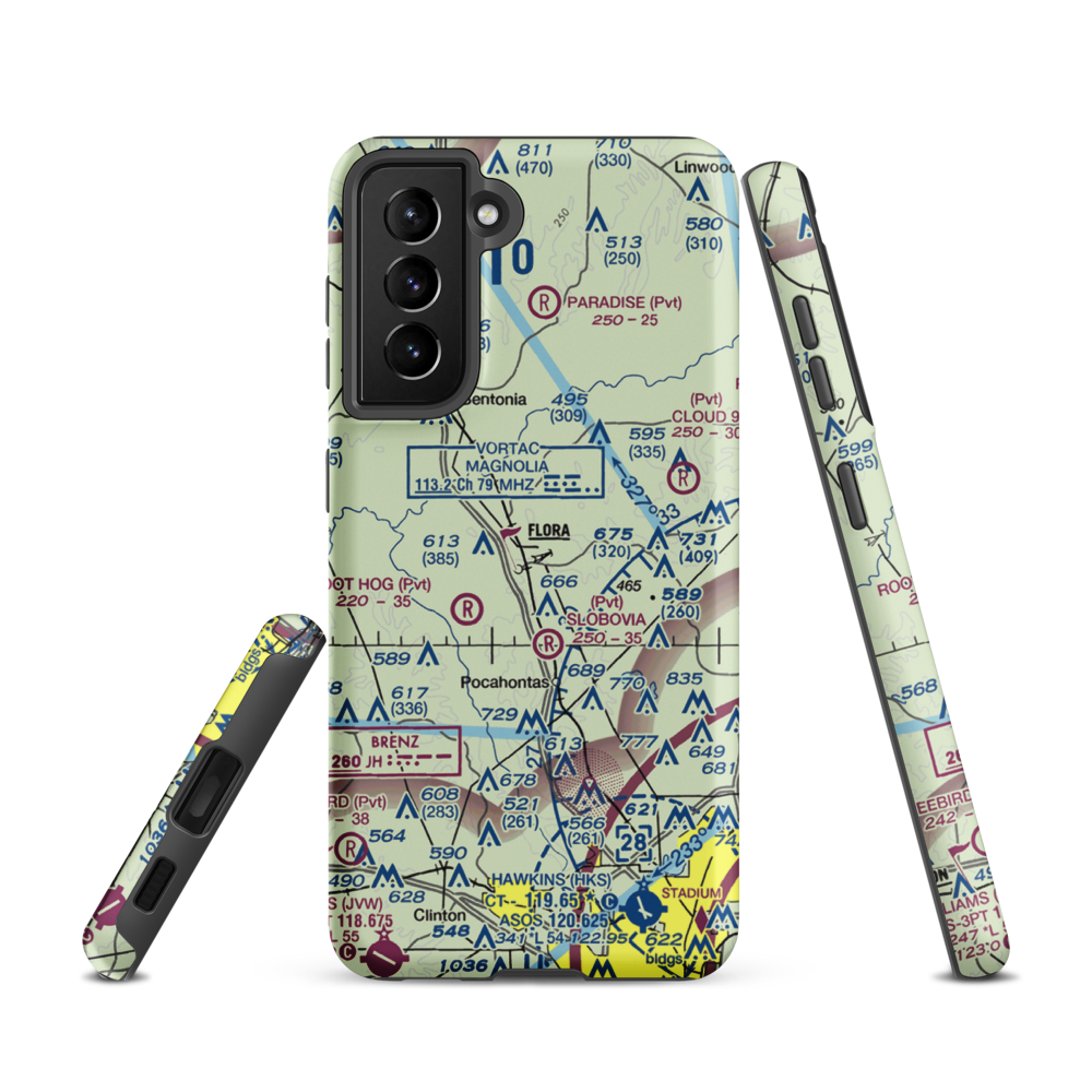 E E Lane Airport (3MS6) VFR Sectional Samsung Phone Case Samsung Galaxy S21 model shown