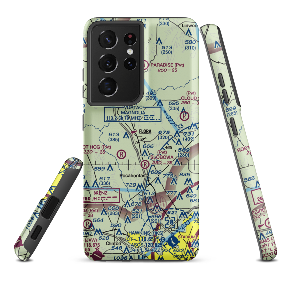E E Lane Airport (3MS6) VFR Sectional Samsung Phone Case Samsung Galaxy S21 Plus model shown