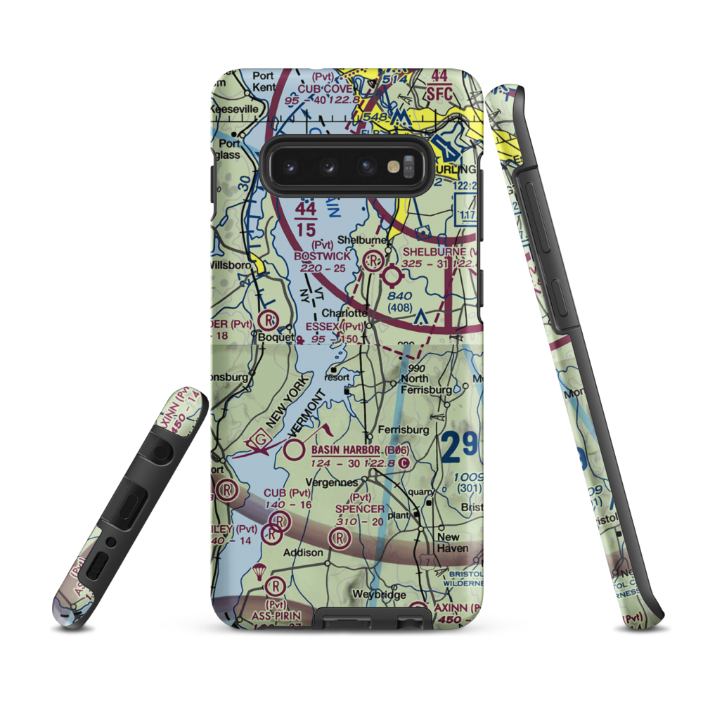 E.A.Deeds Farm Airport (VT12) VFR Sectional Samsung Phone Case Samsung Galaxy S10 Plus model shown