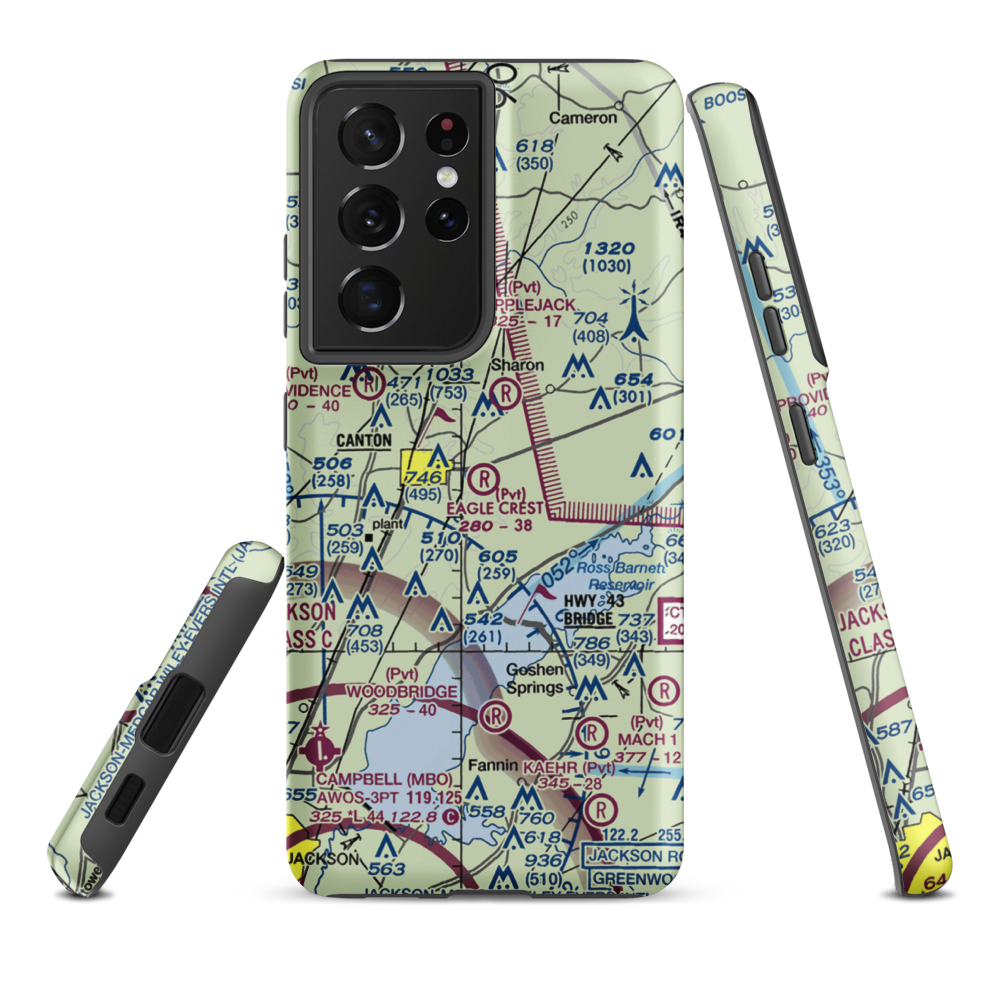Eagle Crest Estates Airport (7MS1) VFR Sectional Samsung Phone Case Samsung Galaxy S21 Plus model shown