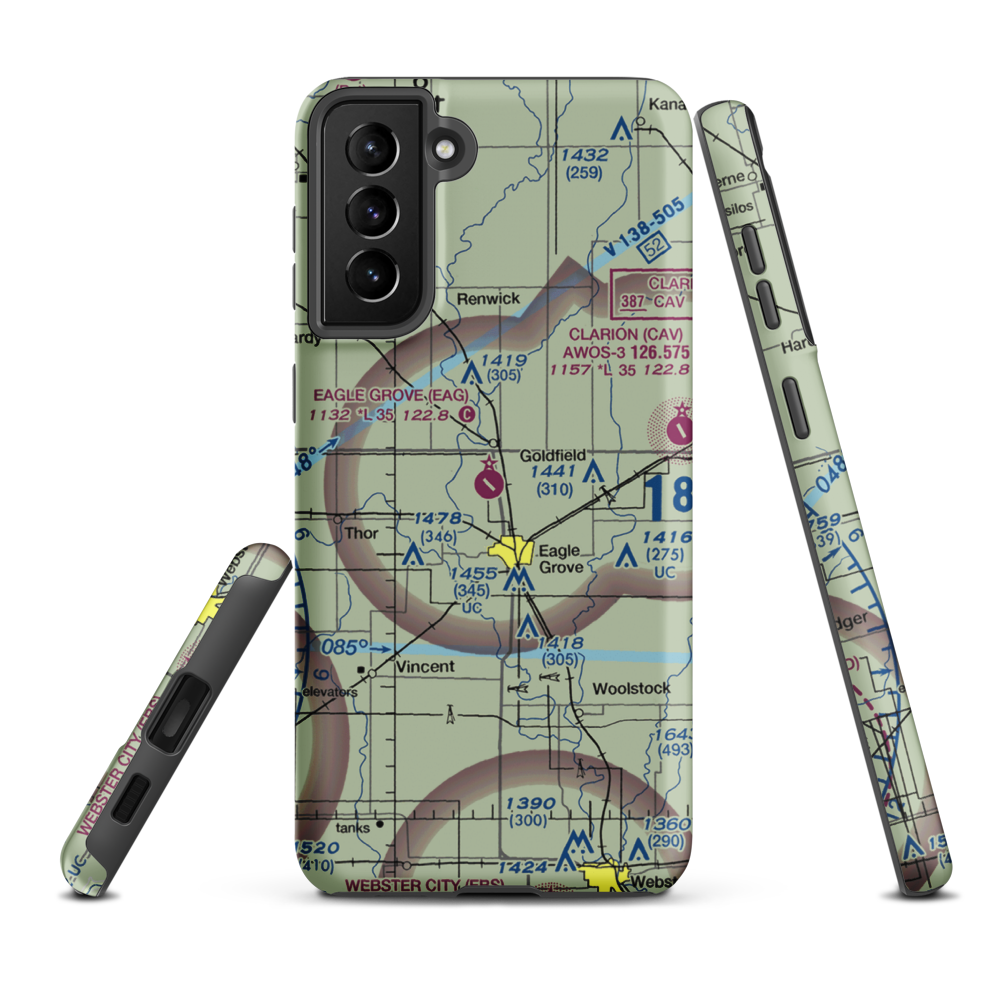 Eagle Grove Municipal Airport (EAG) VFR Sectional Samsung Phone Case Samsung Galaxy S21 Plus model shown