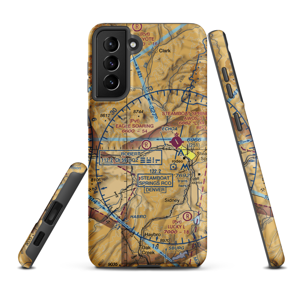 Eagle Soaring Airport (1CD4) VFR Sectional Samsung Phone Case Samsung Galaxy S21 Plus model shown