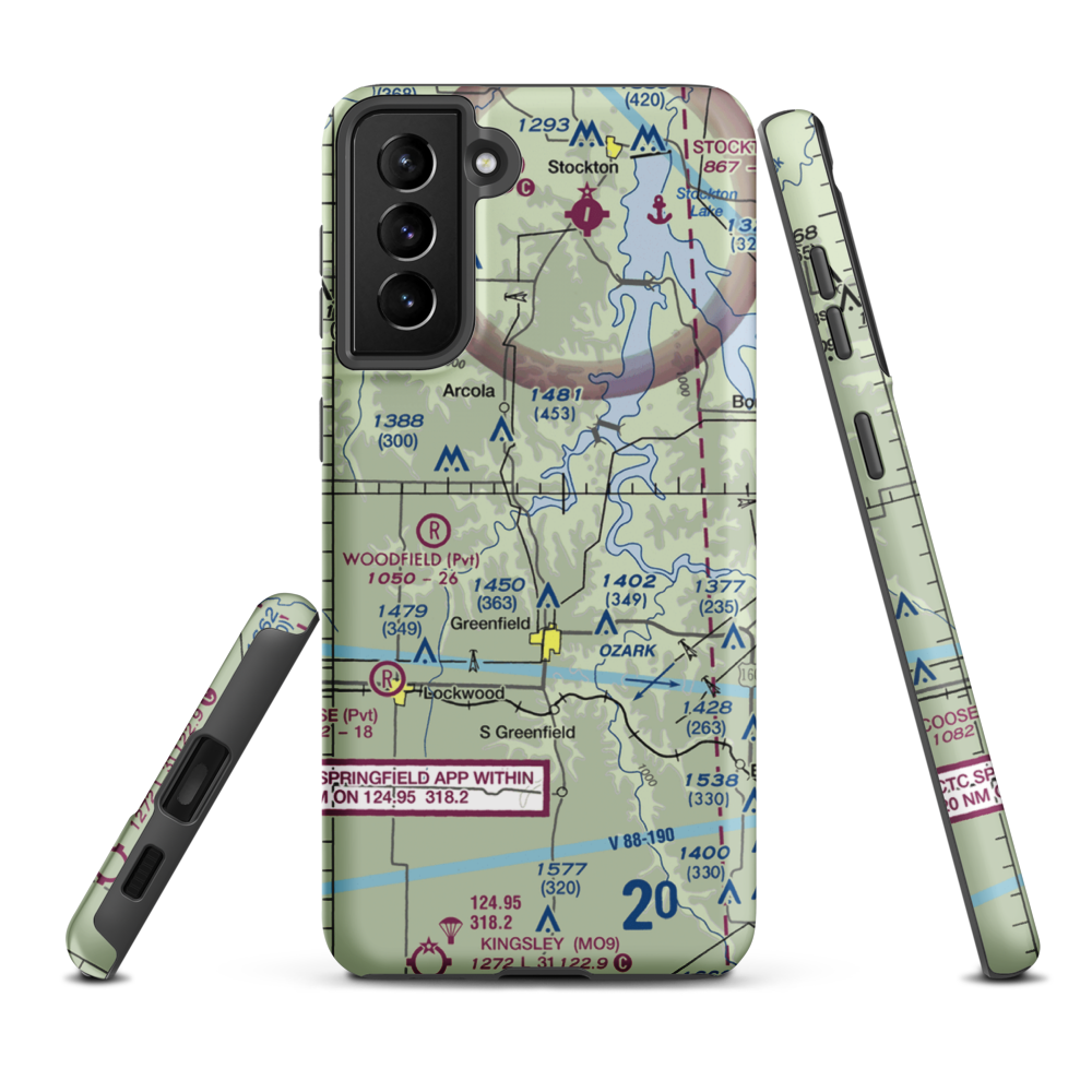 Eagle's Point & Red Barn Village Airpark (1MO9) VFR Sectional Samsung Phone Case Samsung Galaxy S21 Plus model shown