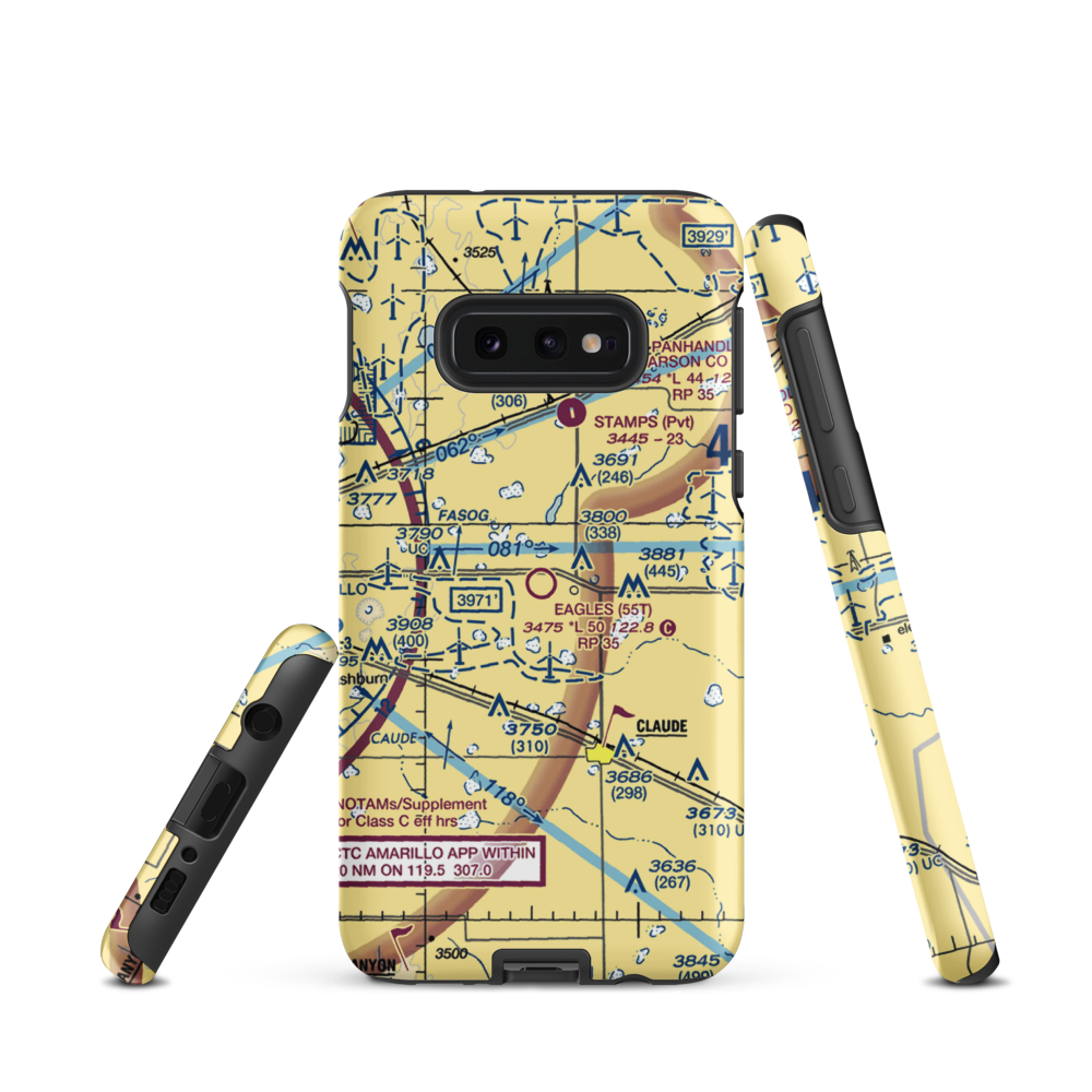 Eagles Aerodrome (55T) VFR Sectional Samsung Phone Case Samsung Galaxy S10e model shown