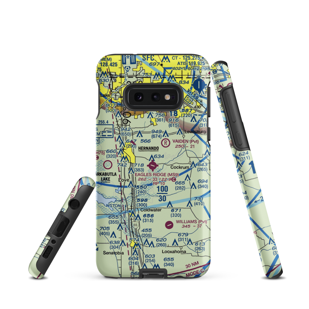 Eagles Ridge Airport (MS9) VFR Sectional Samsung Phone Case Samsung Galaxy S10e model shown