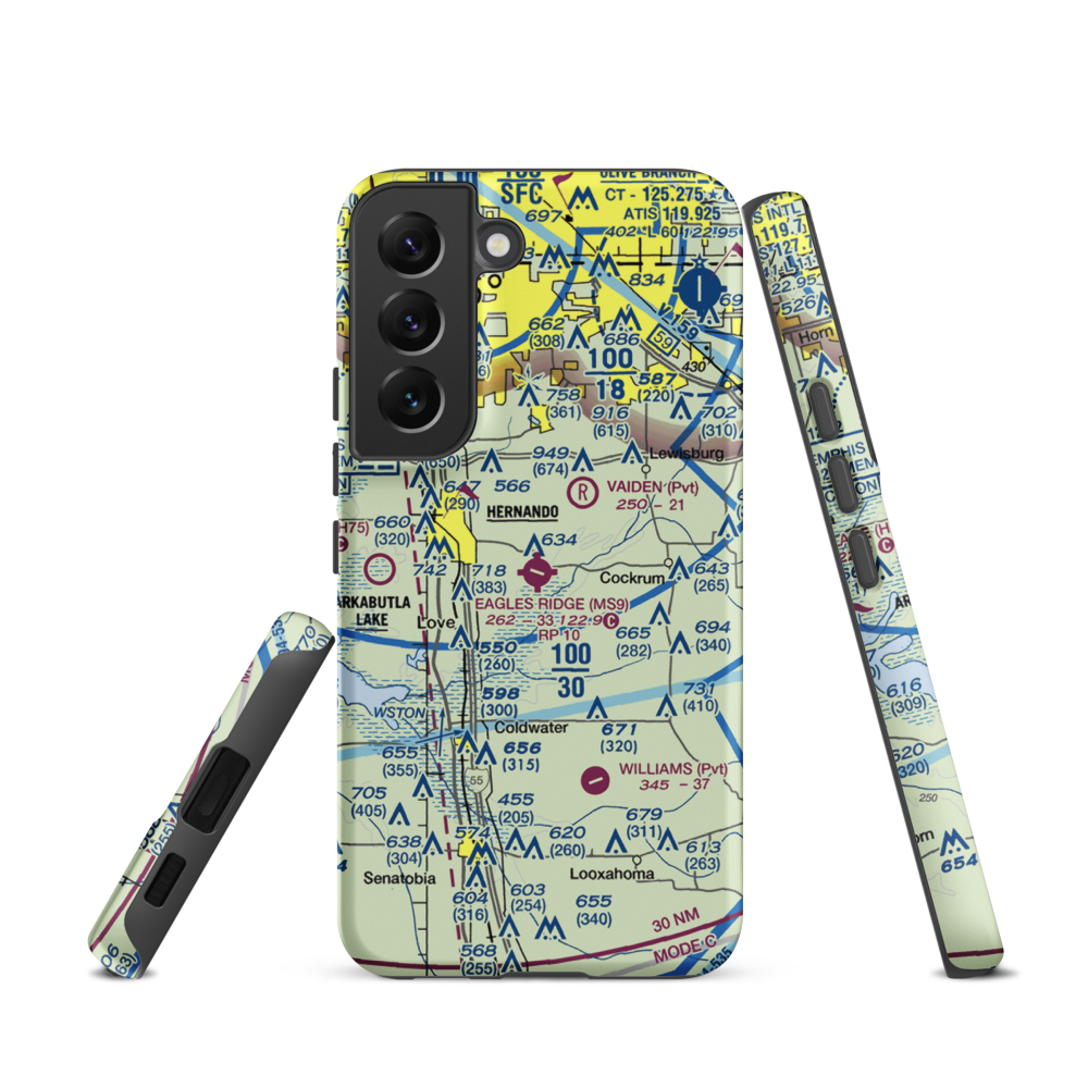 Eagles Ridge Airport (MS9) VFR Sectional Samsung Phone Case Samsung Galaxy S22 model shown