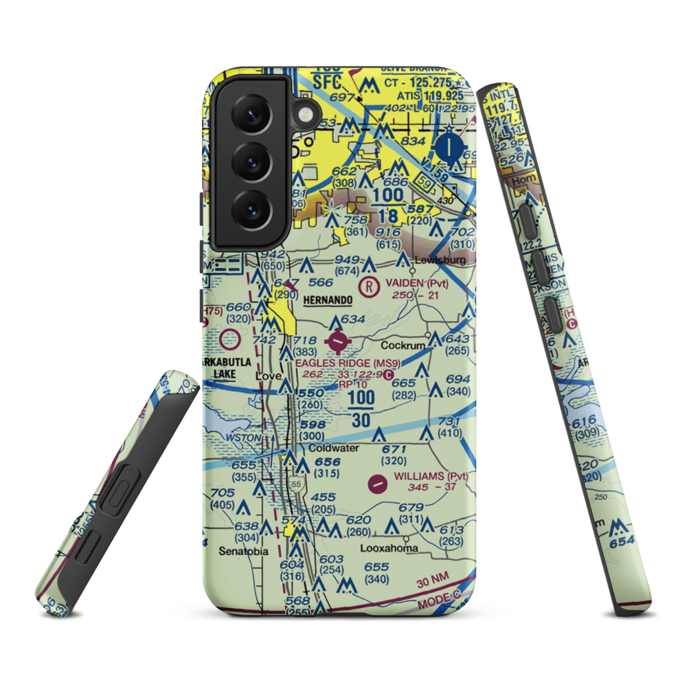 Eagles Ridge Airport (MS9) VFR Sectional Samsung Phone Case Samsung Galaxy S22 Plus model shown