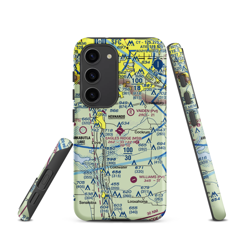 Eagles Ridge Airport (MS9) VFR Sectional Samsung Phone Case Samsung Galaxy S23 model shown