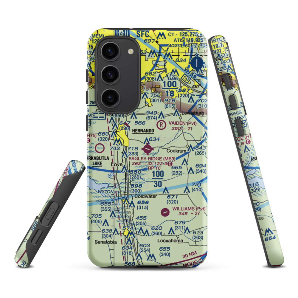 Eagles Ridge Airport (MS9) VFR Sectional Samsung Phone Case Samsung Galaxy S23 Plus model shown