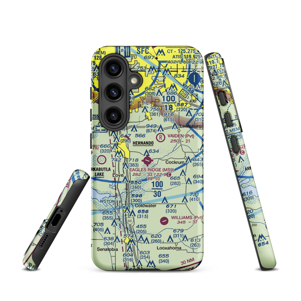 Eagles Ridge Airport (MS9) VFR Sectional Samsung Phone Case Samsung Galaxy S24 model shown