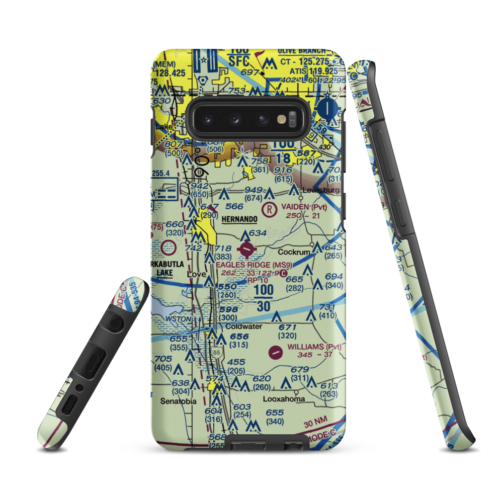 Eagles Ridge Airport (MS9) VFR Sectional Samsung Phone Case Samsung Galaxy S10 Plus model shown