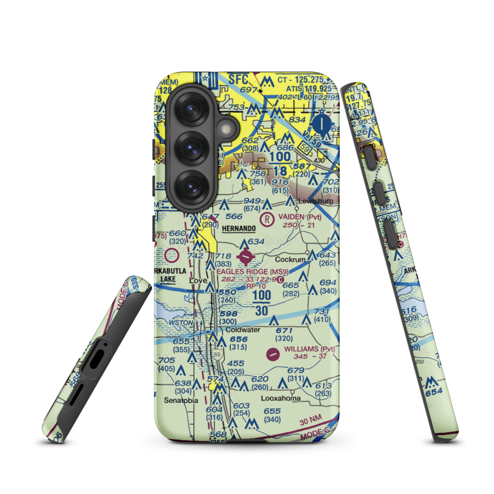 Eagles Ridge Airport (MS9) VFR Sectional Samsung Phone Case Samsung Galaxy S25 model shown
