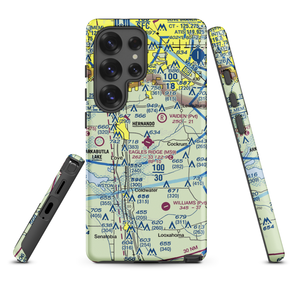 Eagles Ridge Airport (MS9) VFR Sectional Samsung Phone Case Samsung Galaxy S25 Ultra model shown