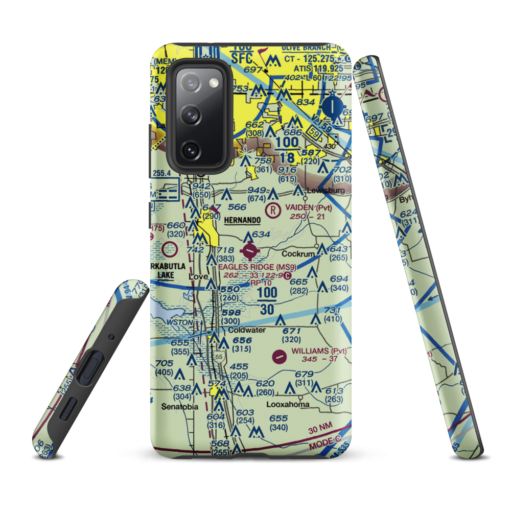 Eagles Ridge Airport (MS9) VFR Sectional Samsung Phone Case Samsung Galaxy S20 FE model shown