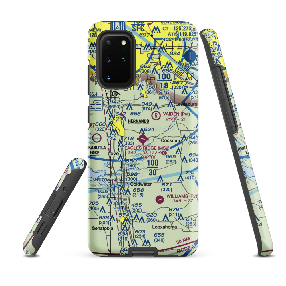 Eagles Ridge Airport (MS9) VFR Sectional Samsung Phone Case Samsung Galaxy S20 Plus model shown