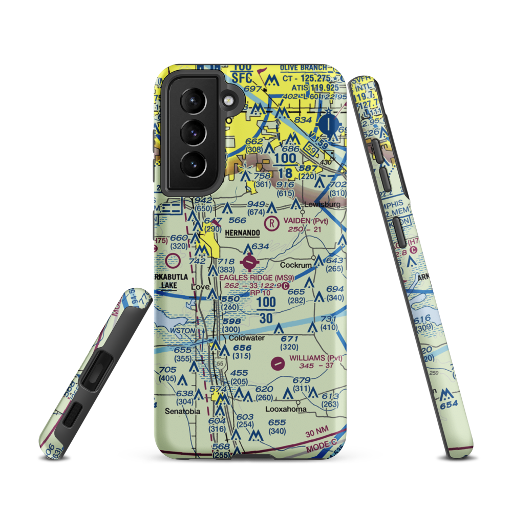 Eagles Ridge Airport (MS9) VFR Sectional Samsung Phone Case Samsung Galaxy S21 model shown
