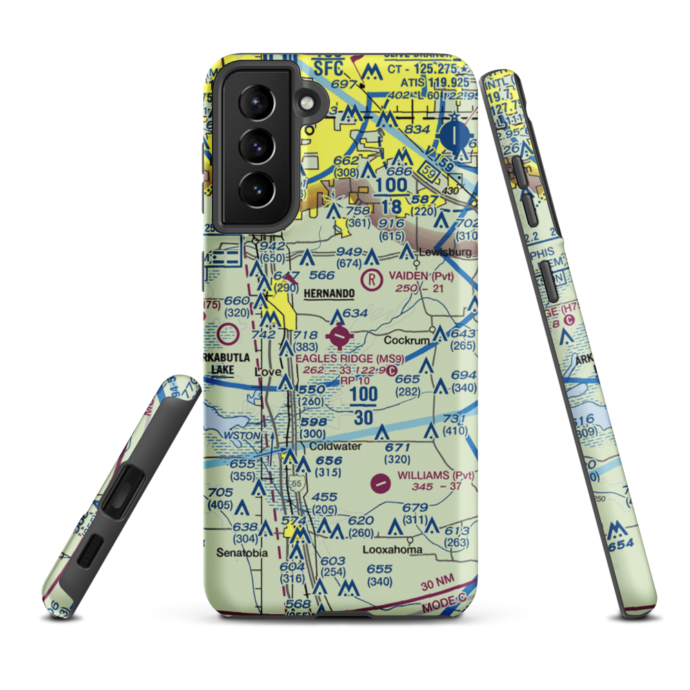 Eagles Ridge Airport (MS9) VFR Sectional Samsung Phone Case Samsung Galaxy S21 Plus model shown