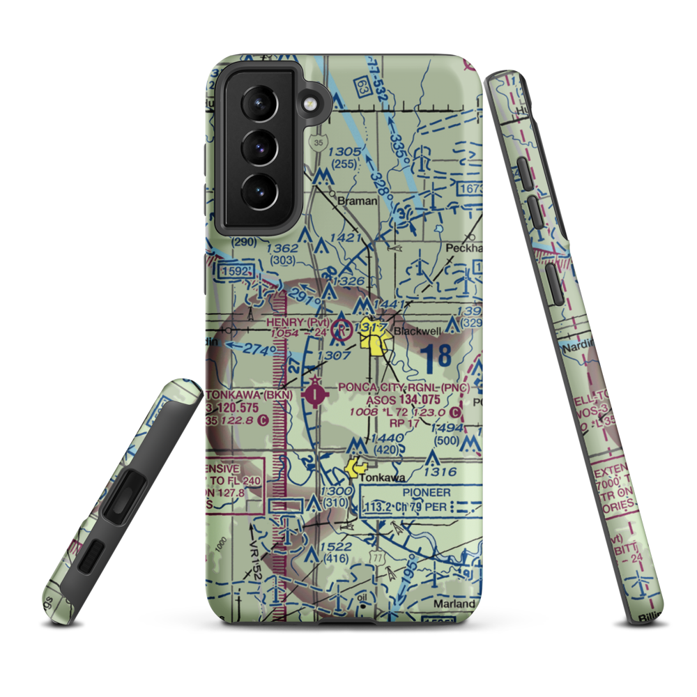 Earl Henry Airport (6OK6) VFR Sectional Samsung Phone Case Samsung Galaxy S21 FE model shown