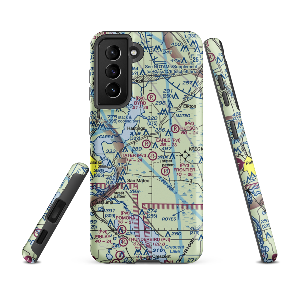 Earle Airpark (13FA) VFR Sectional Samsung Phone Case Samsung Galaxy S21 FE model shown