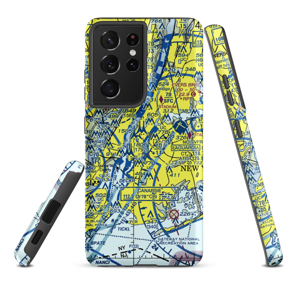 East 34th Street Heliport (6N5) VFR Sectional Samsung Phone Case Samsung Galaxy S21 Plus model shown