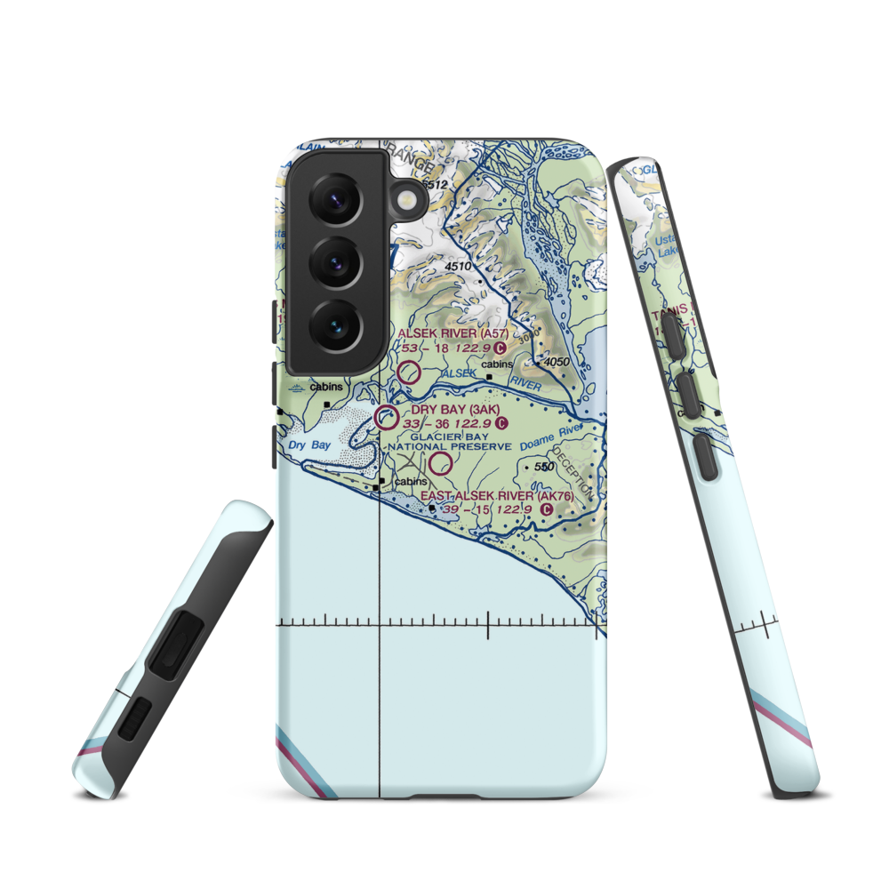 East Alsek River Airport (AK76) VFR Sectional Samsung Phone Case Samsung Galaxy S22 model shown