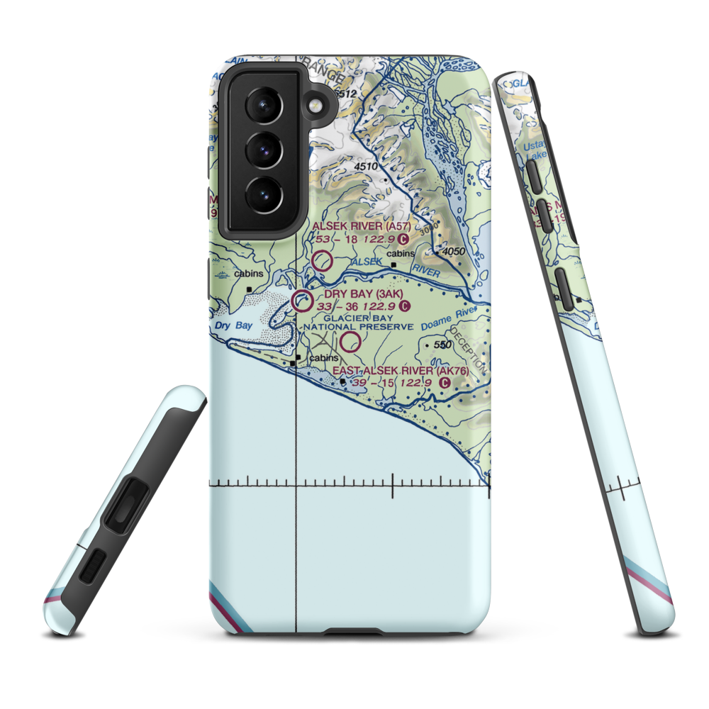 East Alsek River Airport (AK76) VFR Sectional Samsung Phone Case Samsung Galaxy S21 Plus model shown