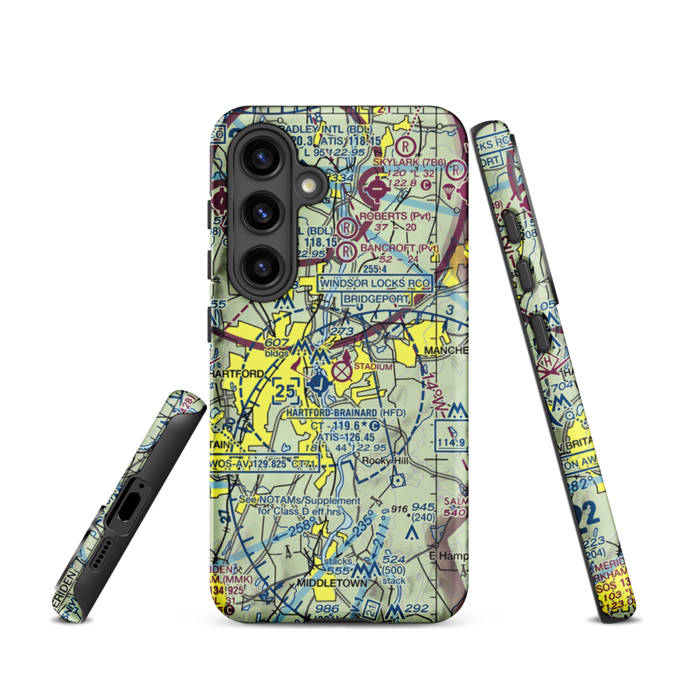 East Hartford Airport (EHT) VFR Sectional Samsung Phone Case Samsung Galaxy S24 model shown