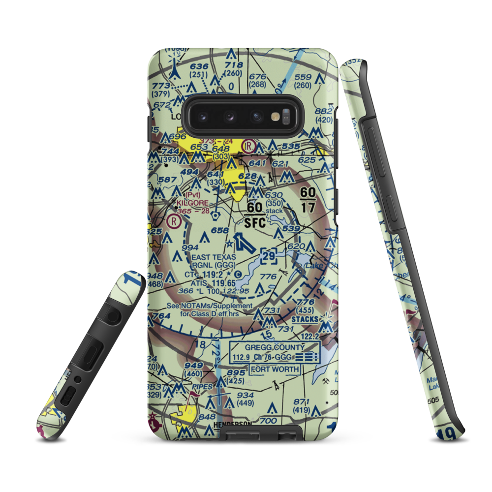 East Texas Regional Airport (GGG) VFR Sectional Samsung Phone Case Samsung Galaxy S10 Plus model shown