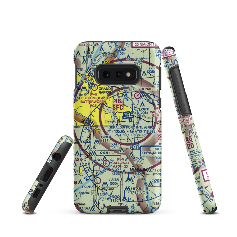 East-West Paris Airport (14MI) VFR Sectional Samsung Phone Case Samsung Galaxy S10e model shown