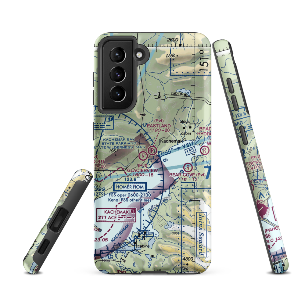 Eastland Airport (98AK) VFR Sectional Samsung Phone Case Samsung Galaxy S21 FE model shown
