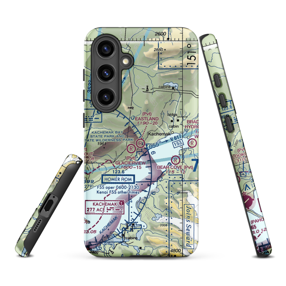Eastland Airport (98AK) VFR Sectional Samsung Phone Case Samsung Galaxy S24 Plus model shown